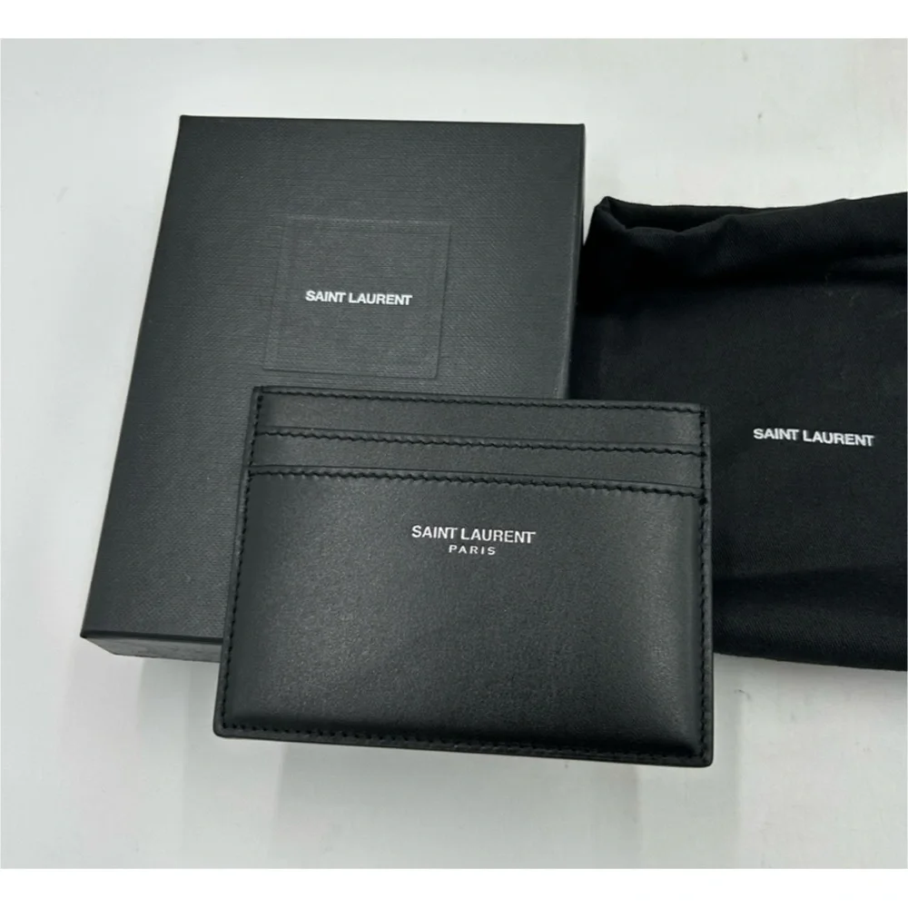 Saint Laurent Paris, credit card case in smooth black leather made in Italy